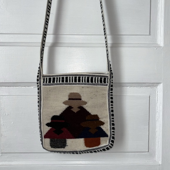 VINTAGE HANDMADE PERUVIAN ALPACA WOOL  CROSSBODY PURSE - Picture 4 of 7